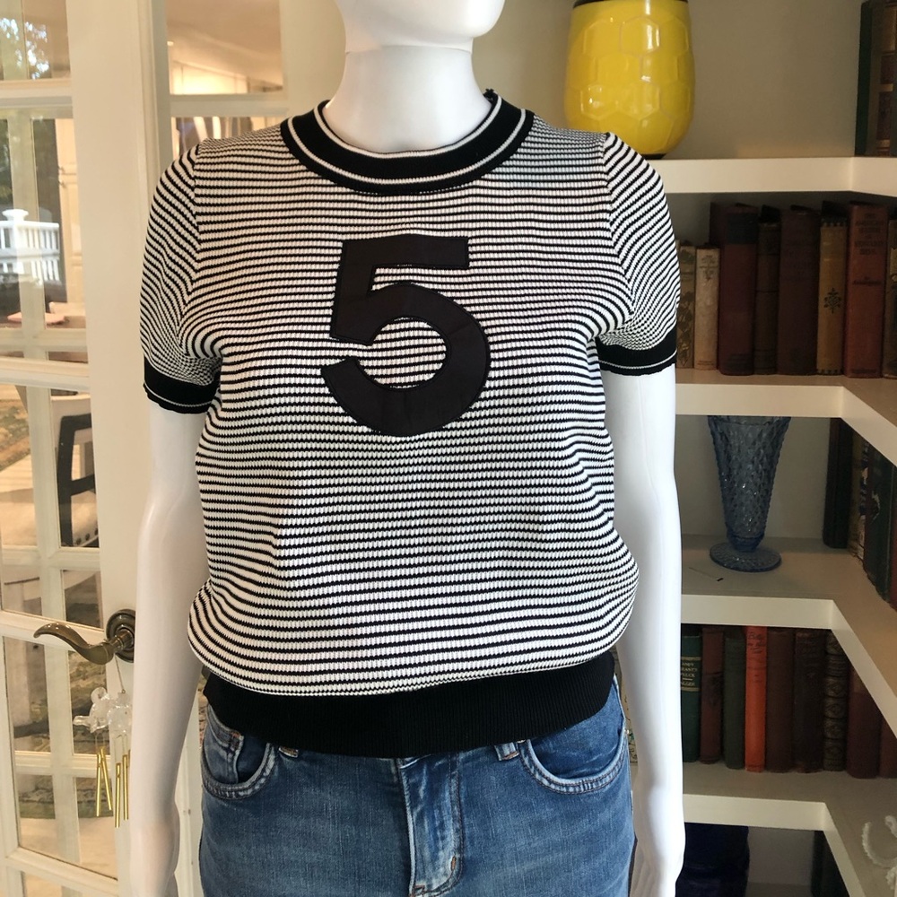 🏁 Striped Black and White Shirt with Number Design